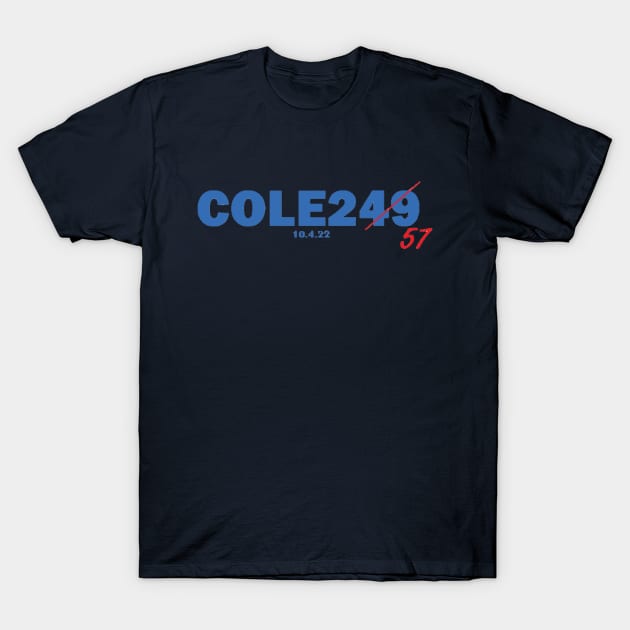 Gerritt Cole 257 strikeout Design T-Shirt by Bleeding Yankee Blue